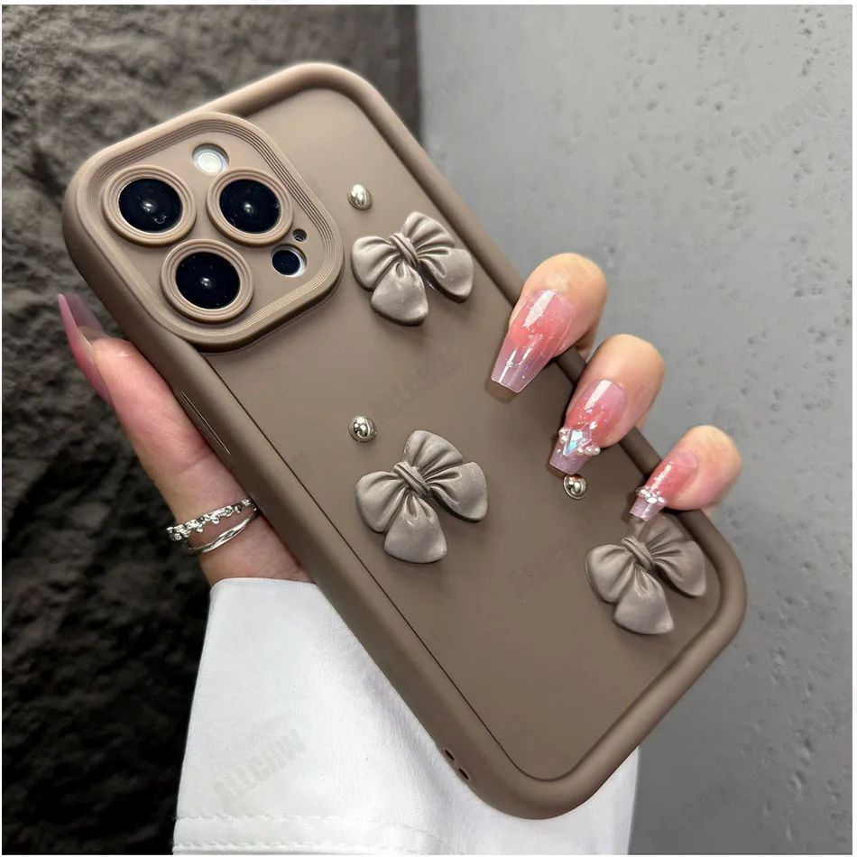 Chic 3D Pearl Bow Silhouette Phone Case