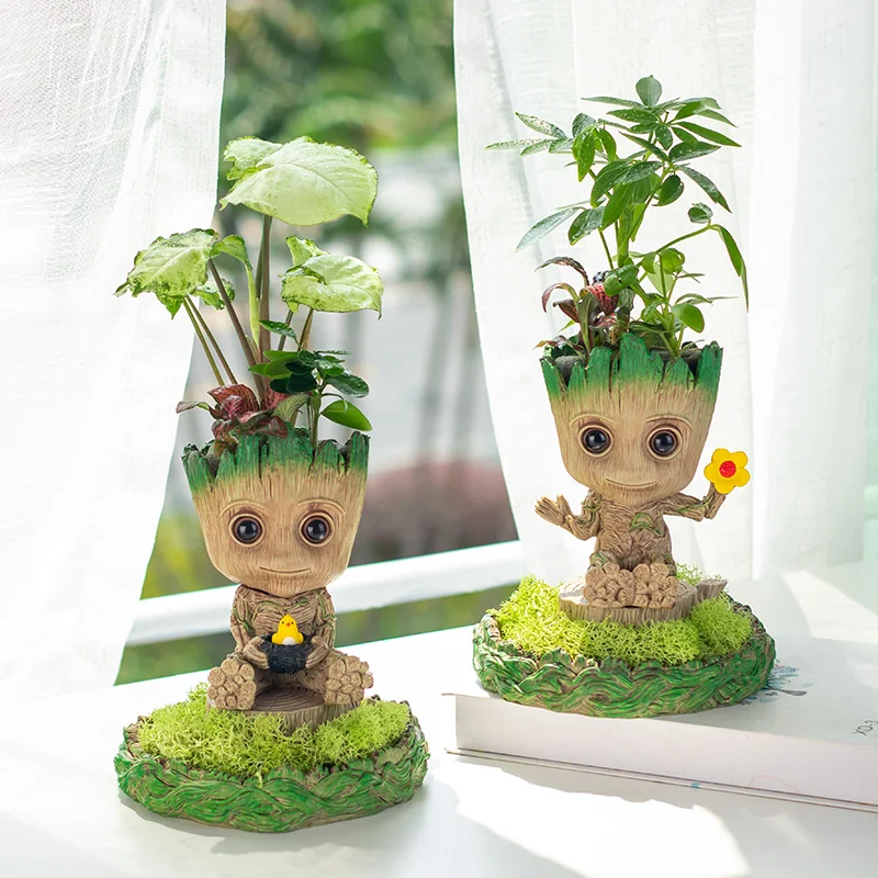 Modern Flower Vase Groot Flower Arrangement Home Living Room Decoration Cartoon Vases Ornament Plants Potted Decoration Crafts 3