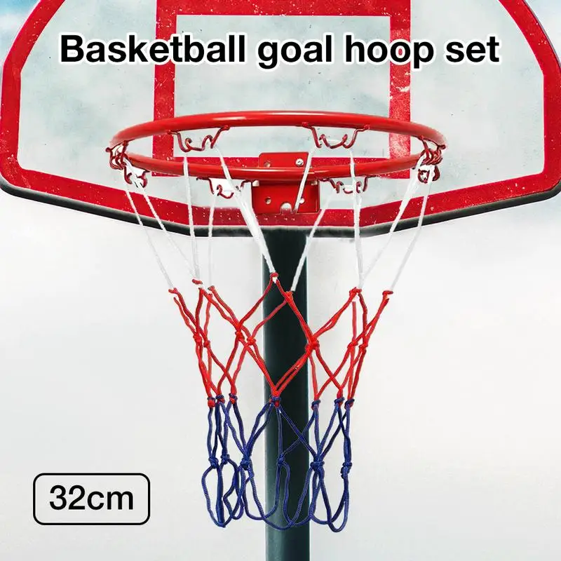 32cm Athlete Basketball Match Game Ball Ring Hoop Rim Stand Backboard Basket For Adults Kids Full Solid Metal Spring GYM