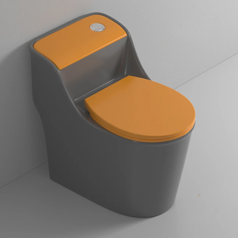 

Gray Household Flush Toilet Siphon Color Toilet Orange Splash-Proof Large Diameter Toilet