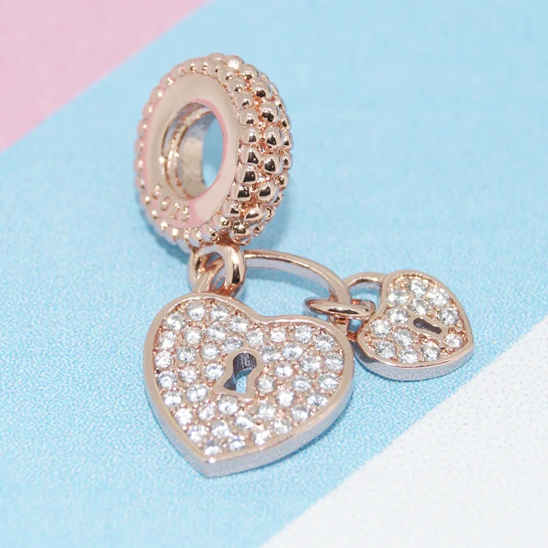 새로운  로즈 골드 꽃 참 레이 925 체인 비즈 맞는 오리지널 팔찌 액세서리 DIY 쥬얼리 여성 사랑