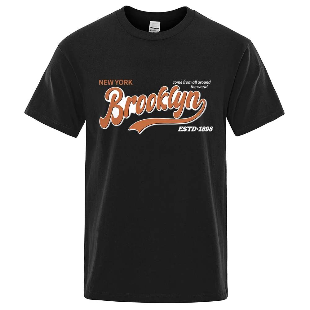 

Brooklyn New York Estd 1898 Hip Hop E4006T-Shirt Male Cotton Crewneck Tshirts Casual Sweat T-Shirts Pattern Loose Short Sleeve