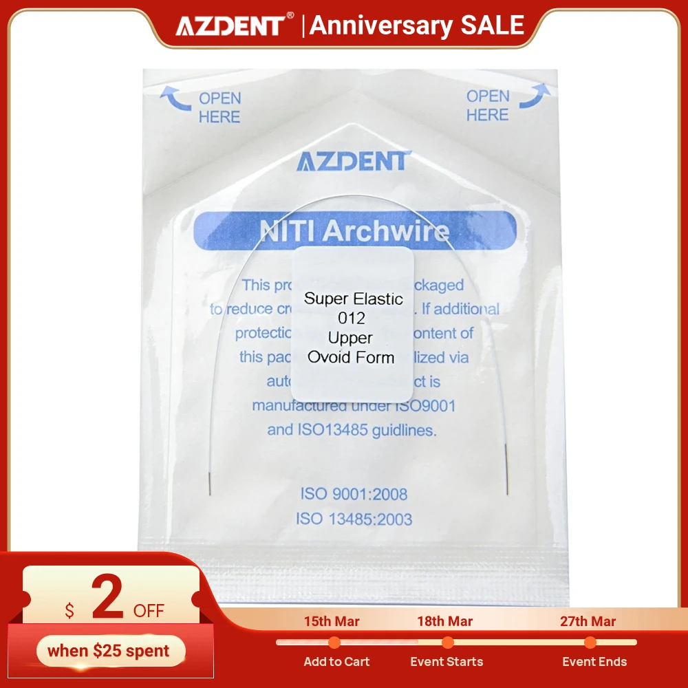 AZDENT Dental Orthodontic Niti White Color Coated Arch Wire Round Type Super Elastic Ovoid Form Upper Lower 1PC/Pack denxy dental 50pcs high quality orthodontic super elastic niti heat thermal activated round arch wire ovoid form thermal wires