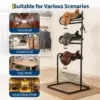 Heavy Duty 3 Tier Freestanding Saddle Rack Stand, 76cm x 76cm x 173cm Rotatable & Removable Arms, Horse Tack Organizer for English & Western Saddles, Blankets & Gear, Black Stable Storage