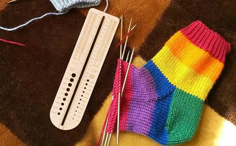 

wooden Sock Ruler knitting Tool Stocking Blocker Knit Crochet Size Measurement Ruler DIY Supplies Smooth Knitting Accessories