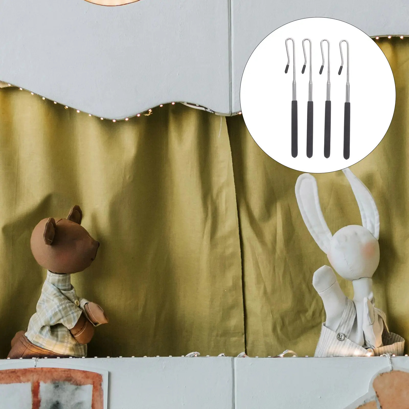 4Pcs 조정 가능한 인형 제어 막대 확장 가능한 금속 암 스틱 극장 쇼용 핸드 ..