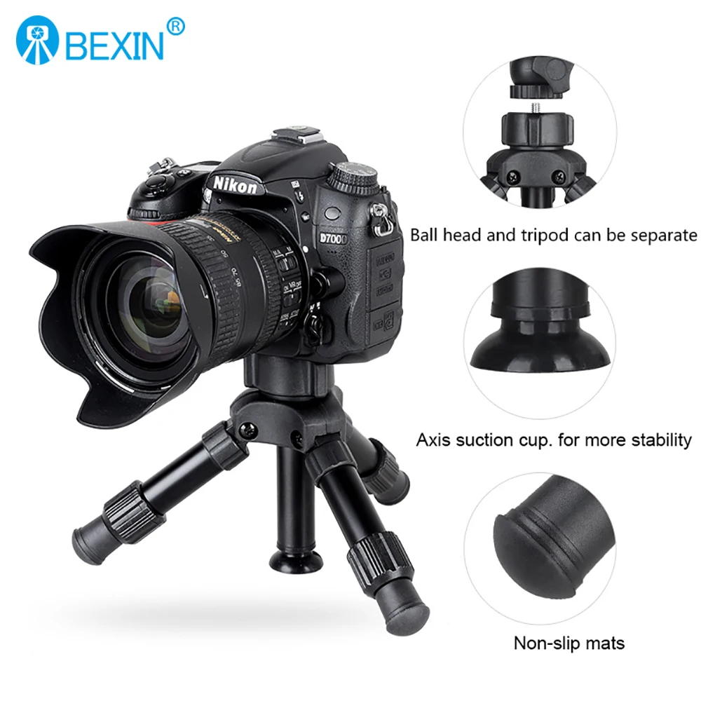 Phone Tripod Mini Tripod Camera Tripod Photography Tripod BEXIN MS02 Portable Tripode Photography Travel Portable Compact Lightweight Mini Tripod Camera Stand with Head For iphone Camera