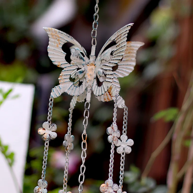 Wrought Iron Retro Butterfly Wind Chimes Garden Decoration