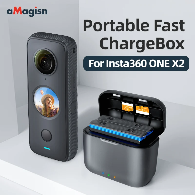 Insta360-急速充電ボックス2個,オリジナルの充電器,insta 360 one x 2 