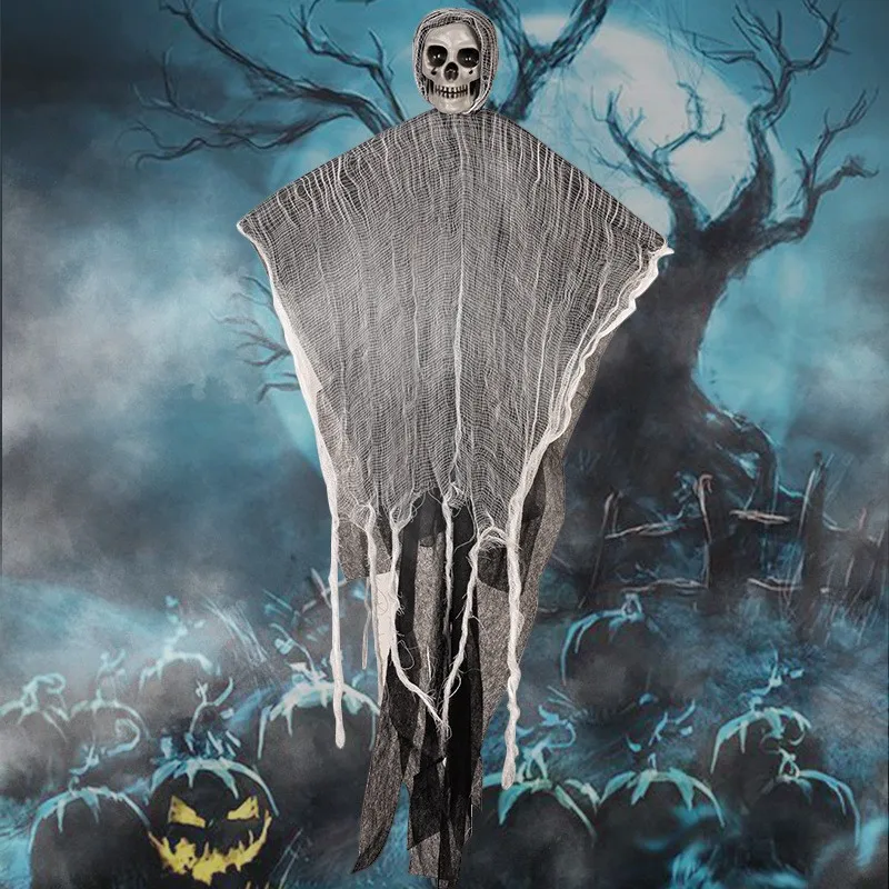 

Skull Gauze Hanging Ghost Halloween Party Home Indoor Outdoor Door Decoration Haunted House Bar Horror Props Halloween