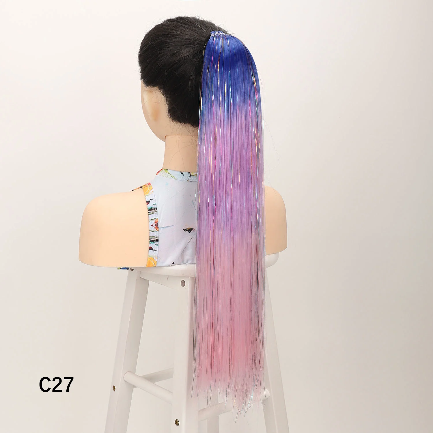 Colorful Hair Extensions Ombre Braid Ponytail Blend Hair Tinsel with Tie Crazy Day Accessories For Women Girls clip in ponytail hair extension clip in ponytail extensions