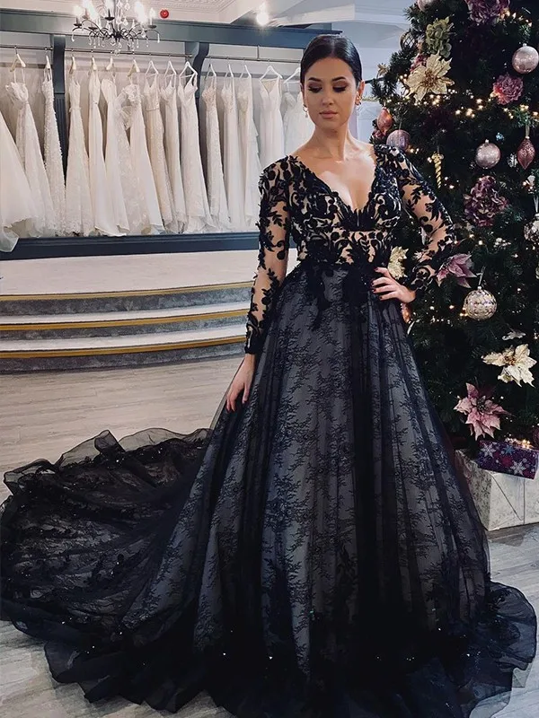 Gothic Black Wedding Dress Princess 