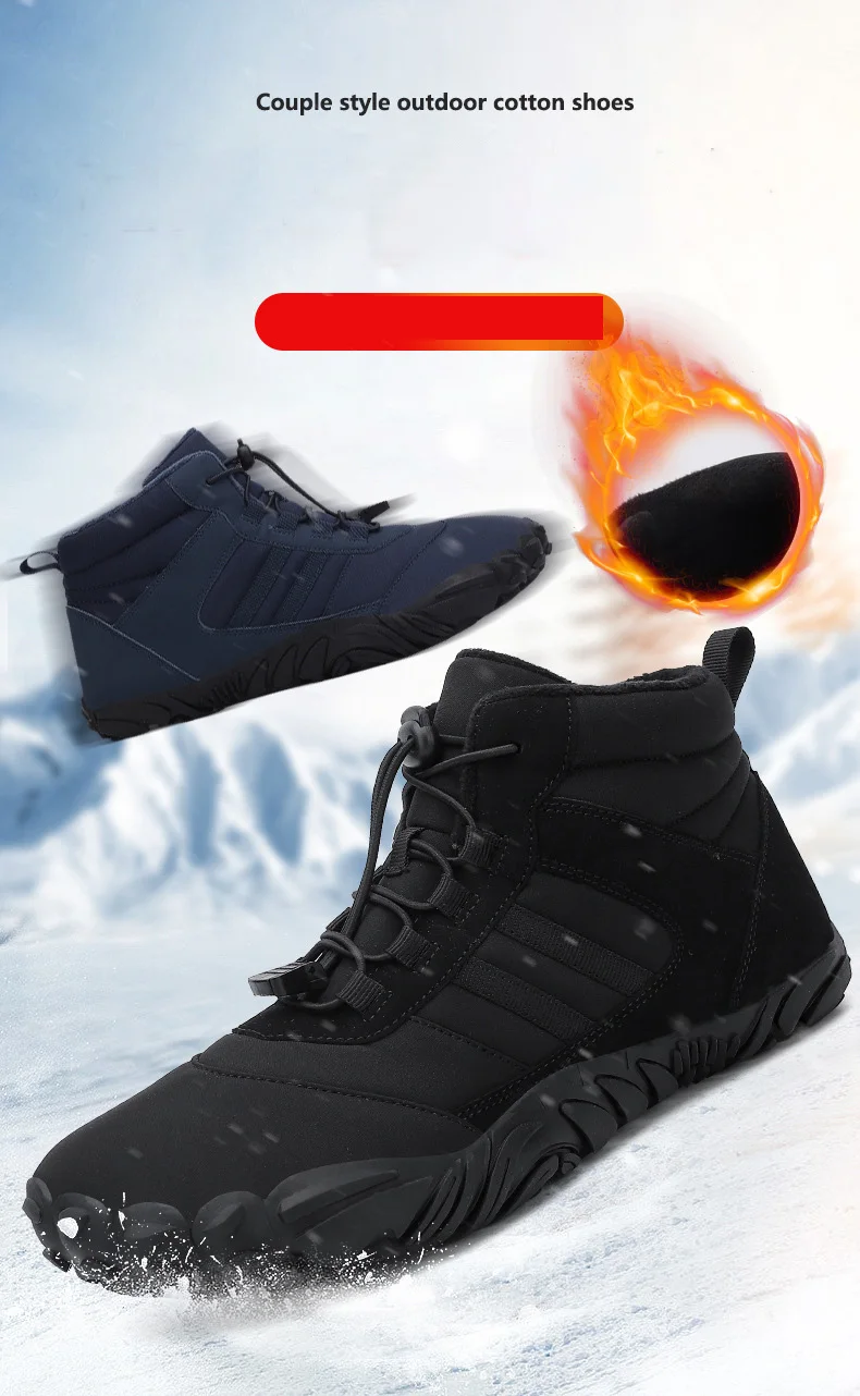 Description Picture 2 of item2024 Snow Boots Waterproof Men Winter Shoes Barefoot Ankle Boots Couple Snow Shoes Outdoor Hiking Shoes Fur Warm Plush Boots