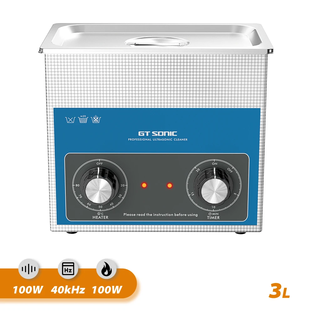 GTSONIC Ultrasonic Cleaner 3L 100W with Heater Timer and Basket for