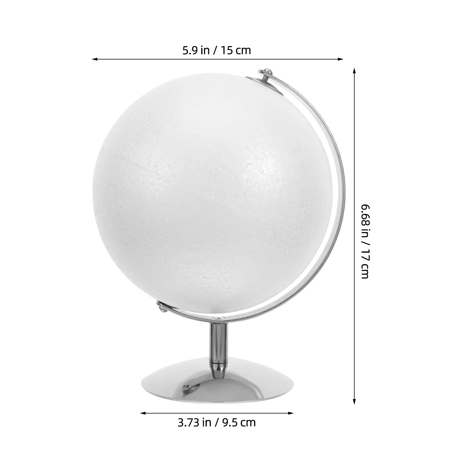 1 세트 지리학 학습 글로브 키트 빈 페인트칠 가능한 구체 15Cm 철 스탠드 데스크탑 교실 공예 용품 DIY 교육