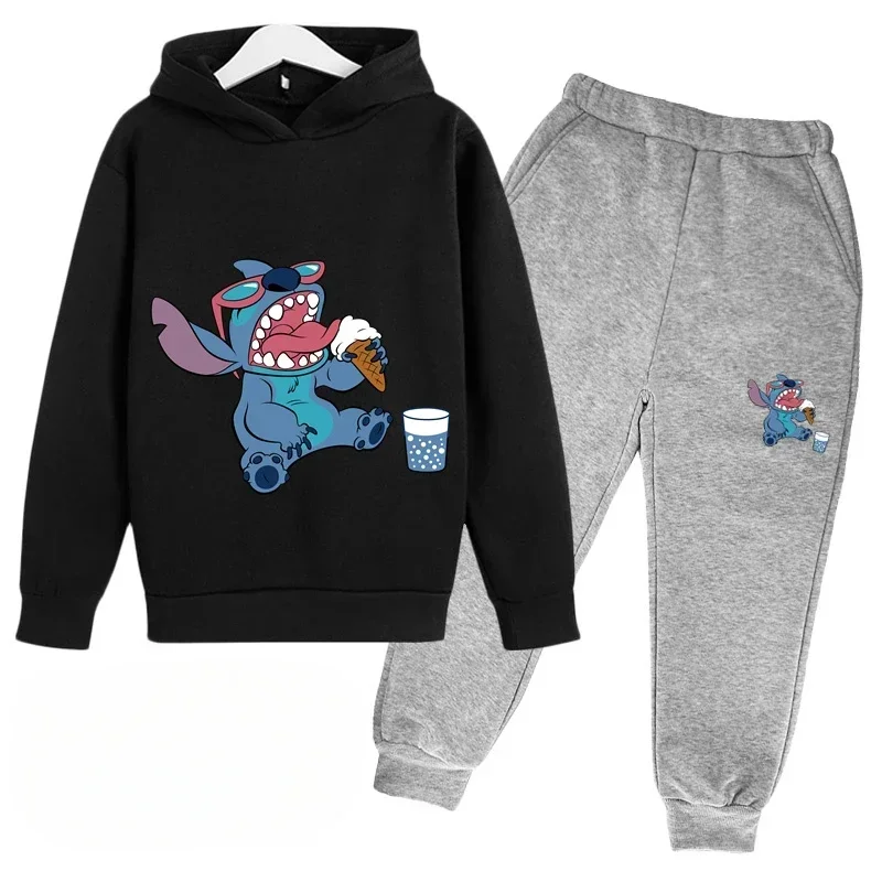 thumbnail image 1 of Ropa para niños, tendencia, chándal cálido, otoño, estampado de dibujos animados de anime, sudadera con capucha para niños y niñas, conjunto de traje de dos piezas y pantalones, 1 of 5