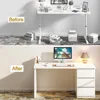 White Desk with Drawers, 47'' W Home Office Computer Desk Gaming Table, Modern Vanity Desk with Storage, Wood Writing Workstati 4