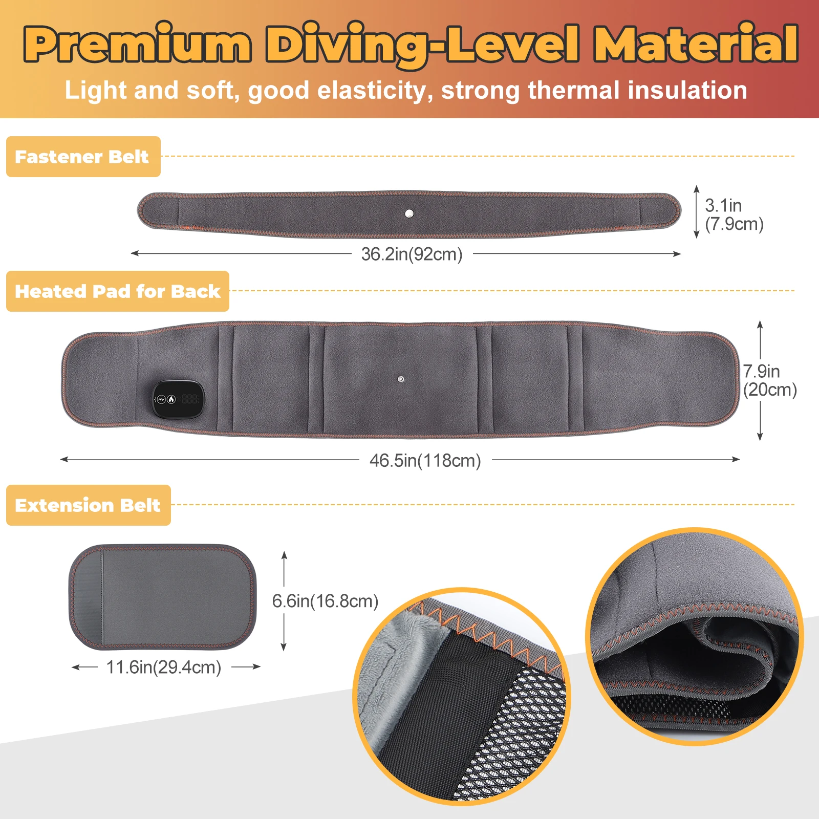 Electric Heating Pad Waist Massager Infrared Vibration Hot Compress Lumbar Therapy Belt Back Brace Support Pain Relief_voghion.com