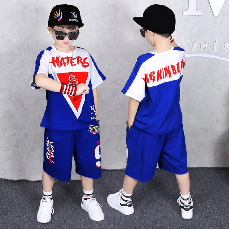 

Children Clothing Sports Suit Boy Summer Set Two-piece Children's Wear stitching suit 4 6 8 10 12 14 16 Years old Child clothes