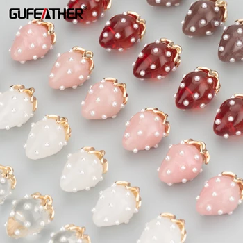 GUFEATHER MB69, 쥬얼리 액세서리, 구리, 플라스틱, 쥬얼리 조사 결과, 딸기 모양, 수제 참, DIY 펜던트, 로트당 10 개