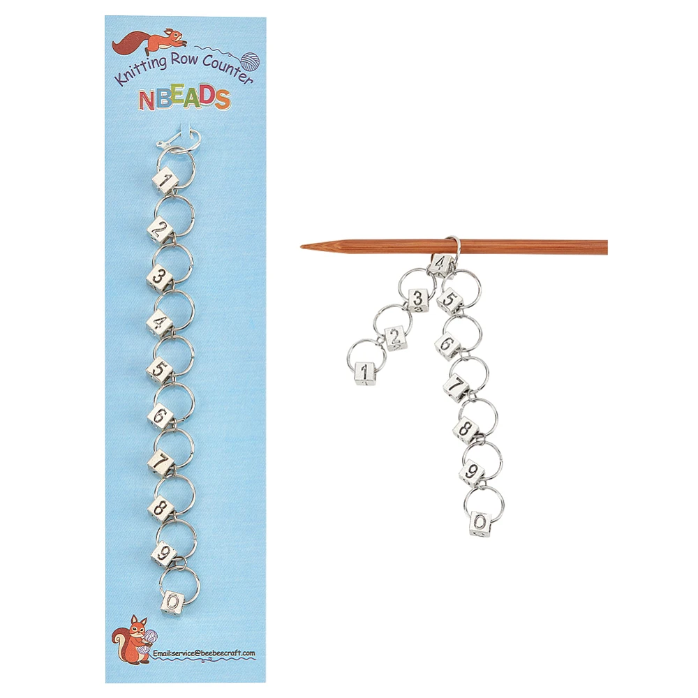

2PCS Cube Charm Knitting Row Counter Chains Alloy & Iron 0~9 Numbered Stitch Marker for Tracking Project Progress Fit