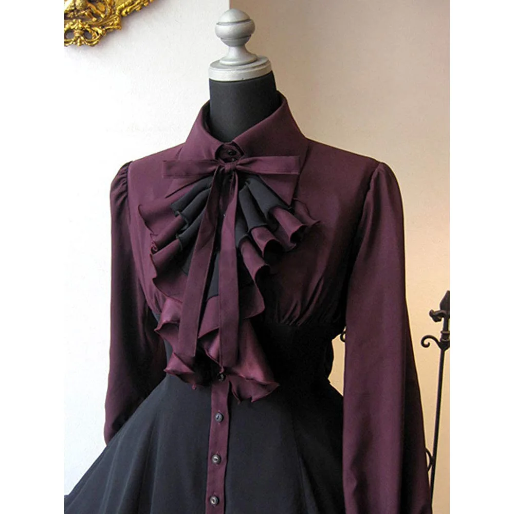 Lolita Dress Women Medieval Vintage Gothic Long Sleeves Ruffle