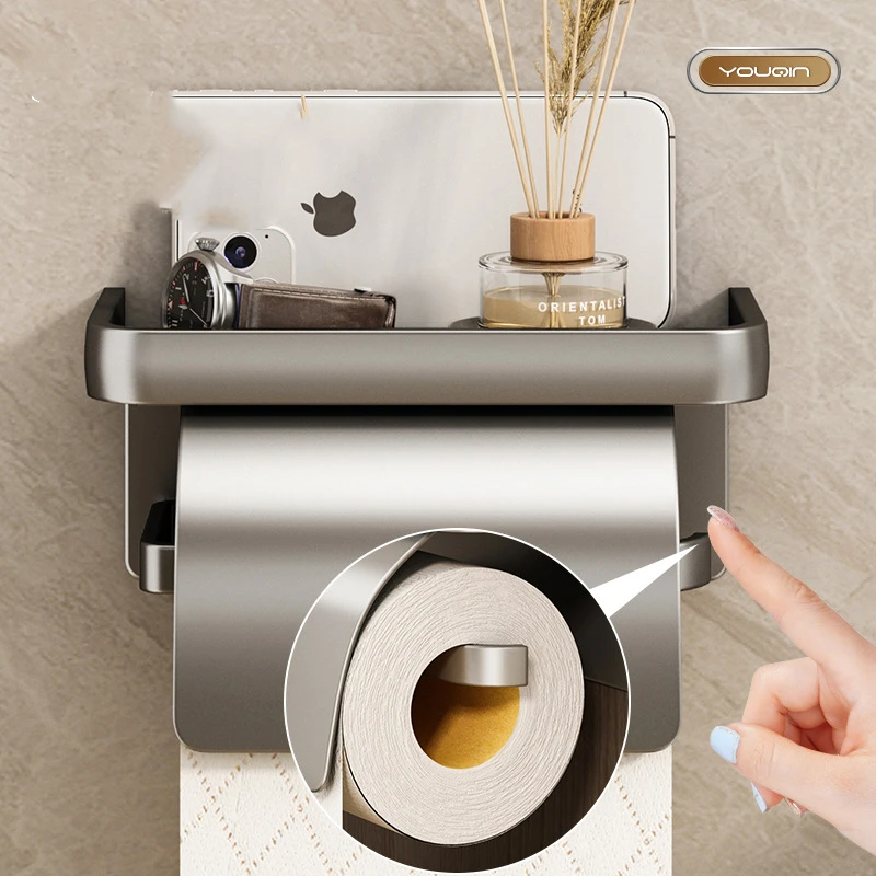 Wall Mounted Toilet Paper Holder Rustproof Thickened Storage Rack For Bathroom Kitchen Toilet Paper Roll Holder Tissue Boxes toilet paper holder
