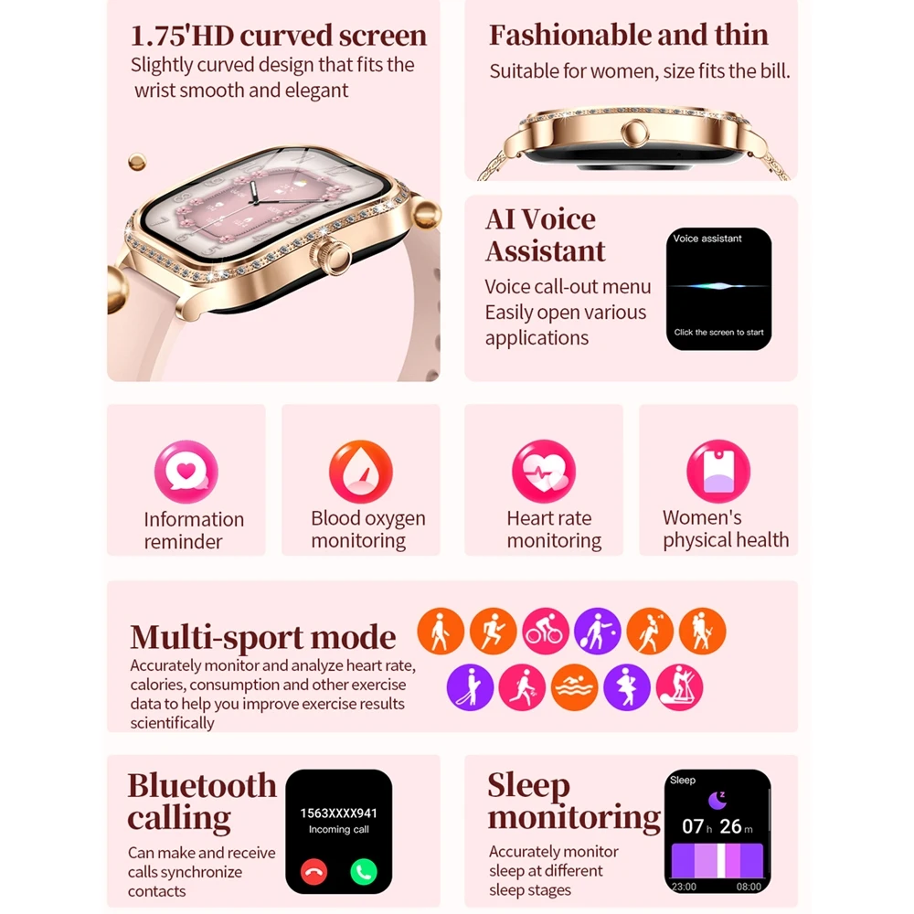 2025 New For Huawei FIT 3 Smart Watch Ladies HD Screen Heart Rate Sports Fitness IP68 Waterproof BT Call Smartwatch Ladies Gift