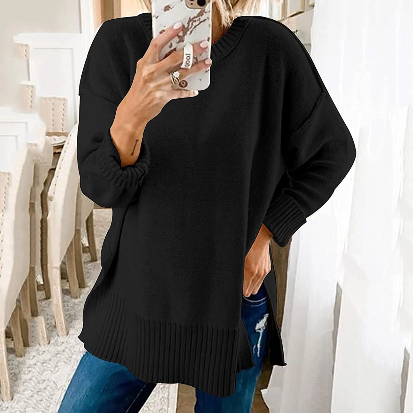 

Thick Winter Sweater Women Oversized Pullover Ladies 2023 Loose Jumpers Pulls Vintage Solid Warm Sweaters For Women Winter