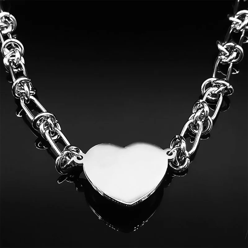 Punk Love Red Heart Pendant Necklace for Women Kpop Stainless Steel Hip Hop Fashion Party Aesthetic Necklace Jewelry Set Gifts