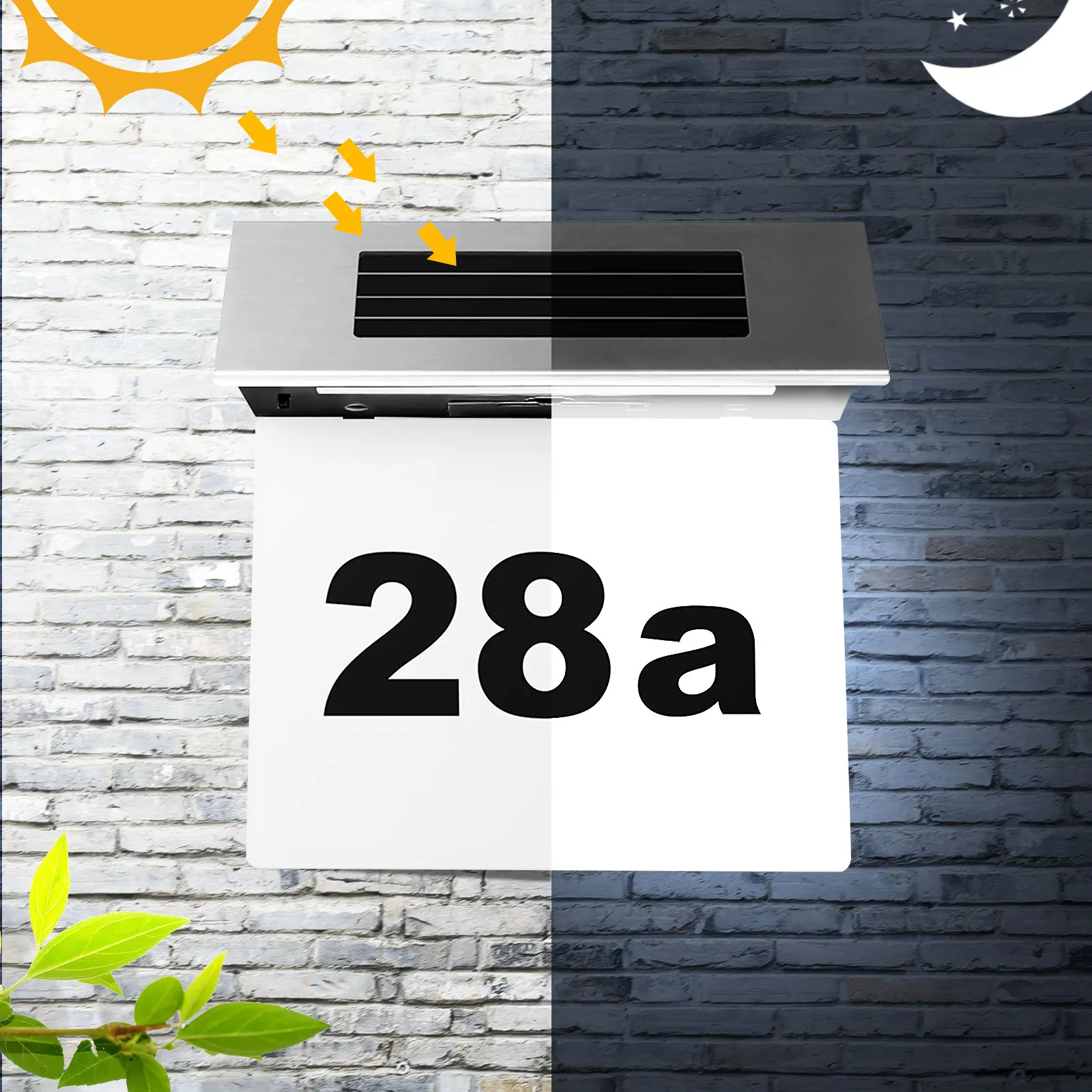 

LED Solar Powered Wall Light LED Doorplate Lamp Stainless Outdoor Apartment House Porch Numbers Light With Backlight Home Decor