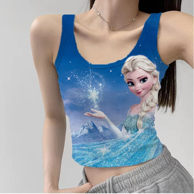 Women Crop Tops Sexy Elsa Frozen Camisole Ice Silk Tube Top Seamless Sports  Tank Top Wireless Disney Bra Bralette Vest - AliExpress