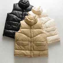 Tangada 2021 inverno colete quente para mulher colete feminino sem mangas jaqueta bolso colete de algodão feminino ji13