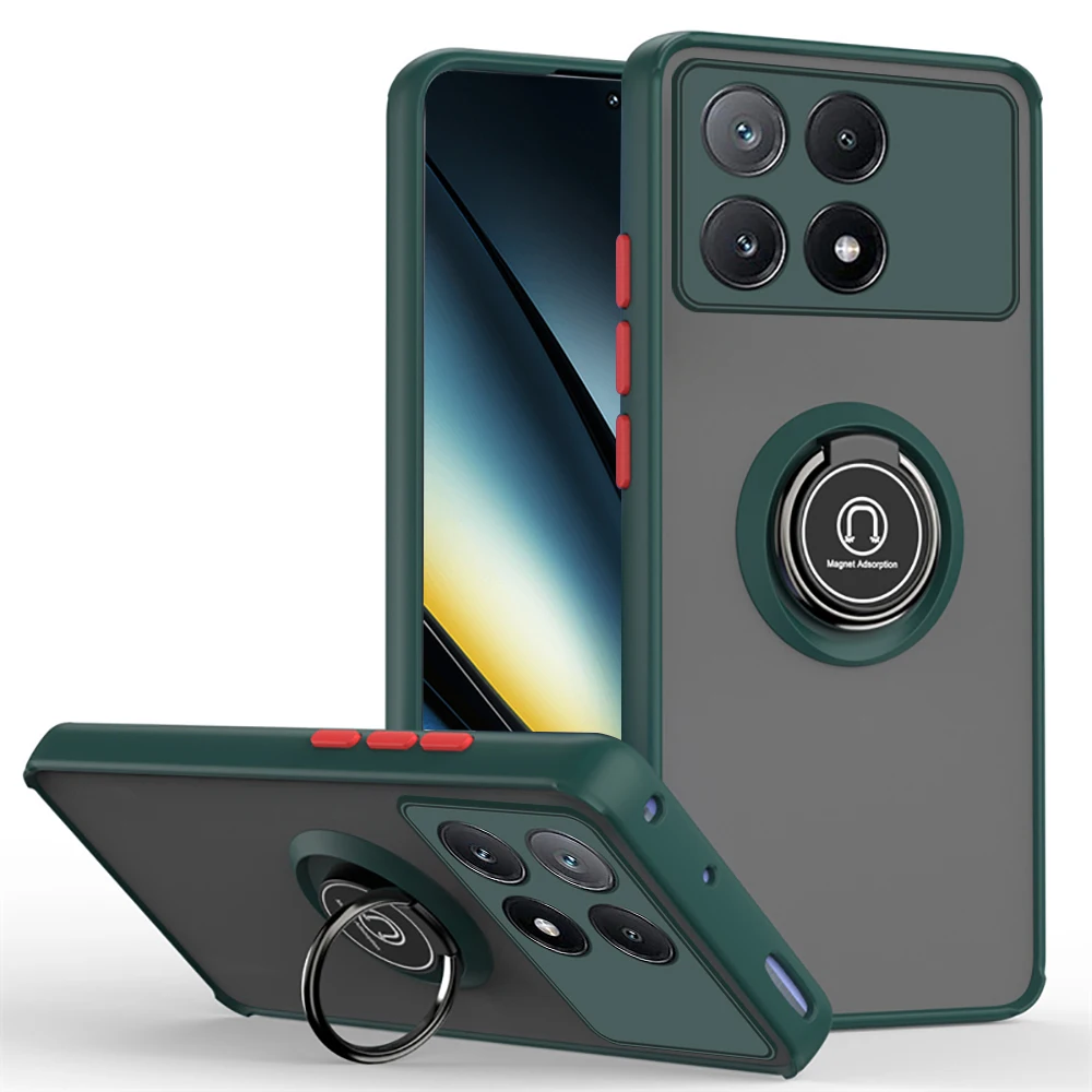 Matte Magnetic Ring Holder Shockproof Armor Phone Case - Universal Fit