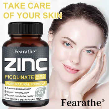 Fearathe Zinc Picolinate Capsules - Helps Skin, Nails, Hair, Energy, Immunity, Promotes Overall Health, Anti-Aging Superfood