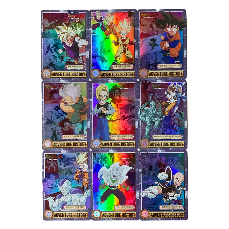 

9PCS Dragon Ball Advance Adventure Flash Card Super Saiyan One Goku Gohan Toy Game Collection Cards