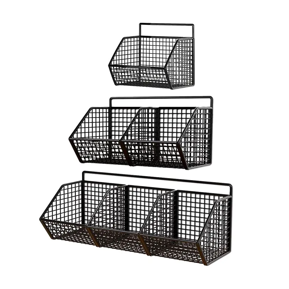 Hanging Storage Basket Kitchen Fruit Vegetable Plates Dishes Tray Non Perforated Grocery Holder Kitchen Wall Mount Storage Rack
