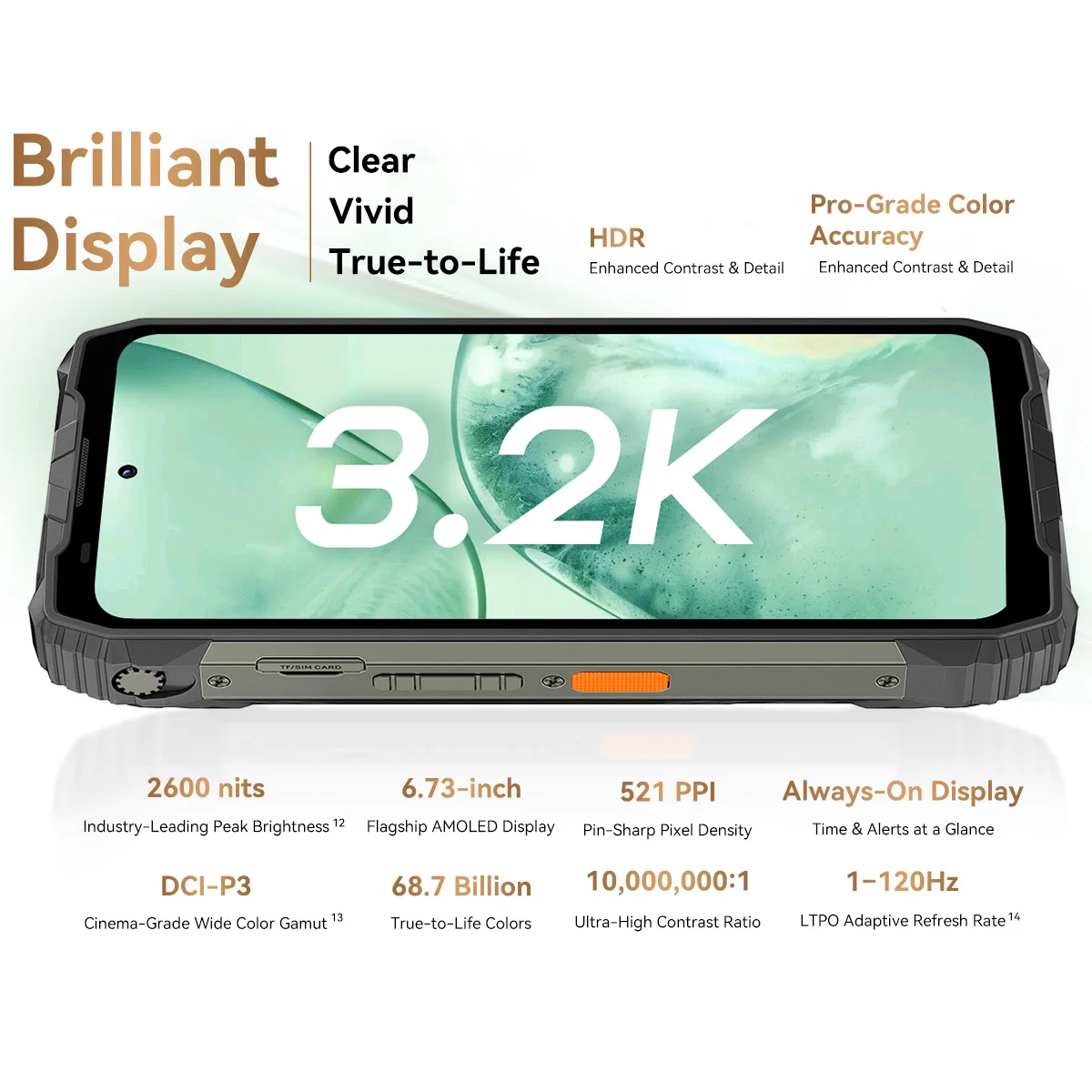 OSCAL Blackview XPLORE 2 Projector 5G AI Smartphone, 6.73" 3.2K AMOLED Display,50MP Camera, 20000mAh,Outdoor Rugged Mobile Phone