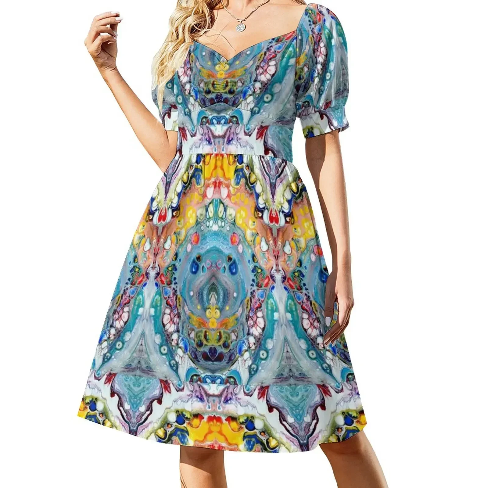 thumbnail image 1 of Vestido de manga corta Tide, ropa de fiesta, vestidos de noche para mujer, vestido femenino, 1 of 8