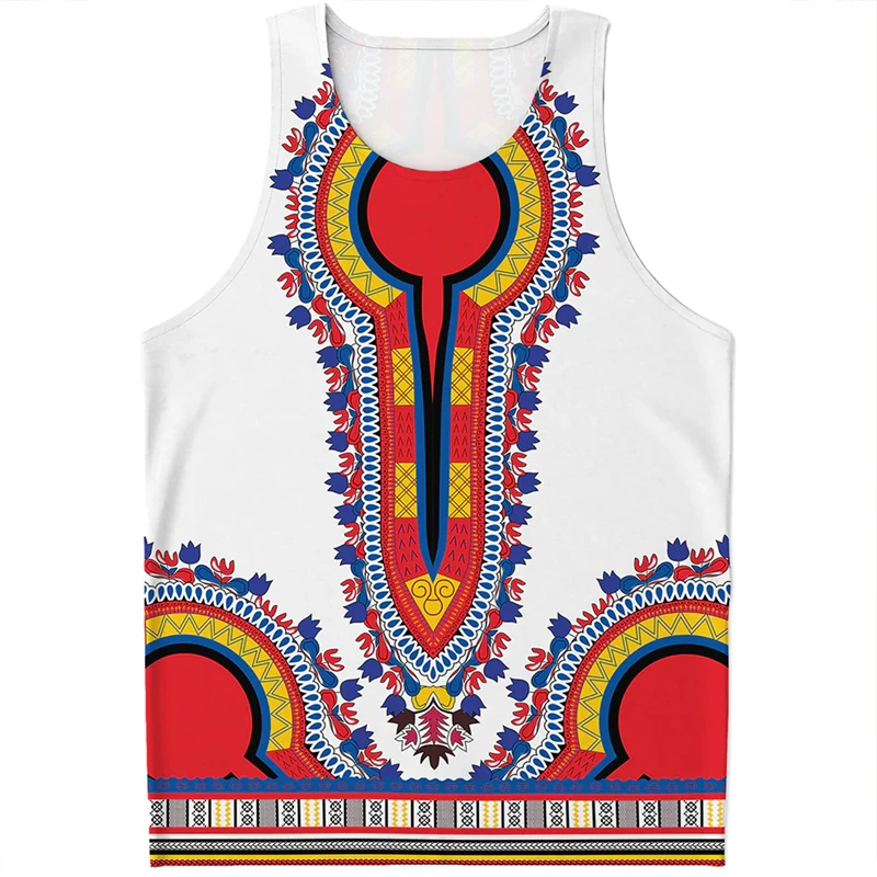 African Dashiki Graphic Tank Top For Men Fashion Vintage 3D