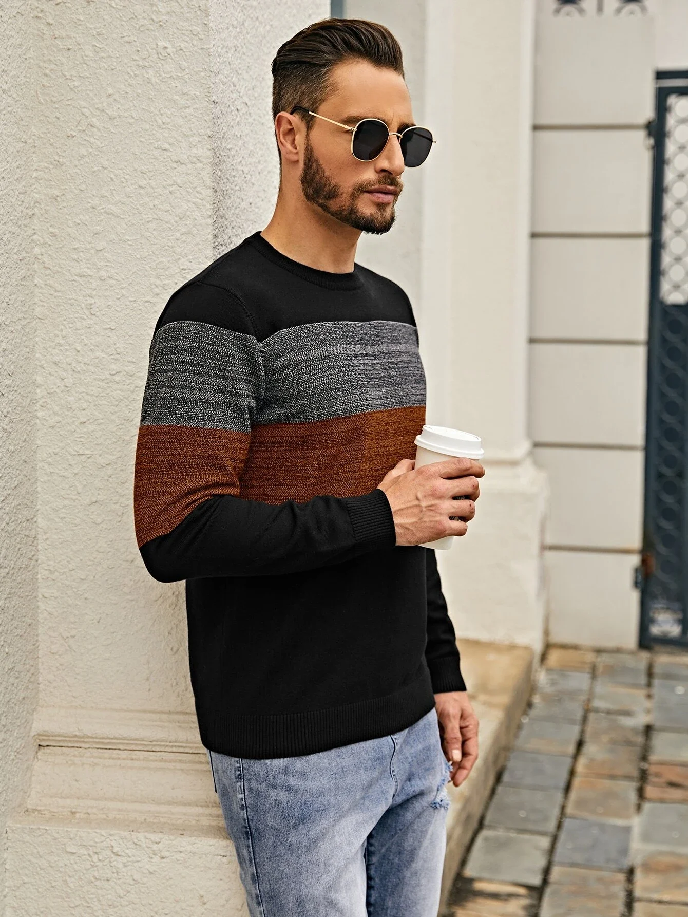 Men Color Block Sweater clothes for men 