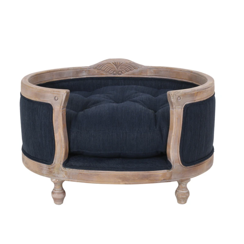 

Upholstered Medium Pet Bed with Wood Frame