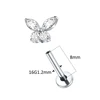 1/5pcs Implant Grade Titanium CZ Butterfly Labret Piercing Flat Back Lip Monroe Tragus Stud Earring Tragus Piercing Body Jewelry 2