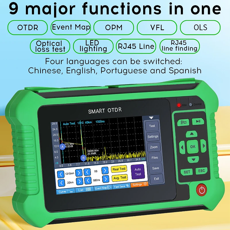 스마트 OTDR, 내장 OPM, OLS, VFL, 다기능 광 시간 영역 반사계, 섬유 테스터, AUA-500U, 500A, 501U, 501A, 516U, 516A