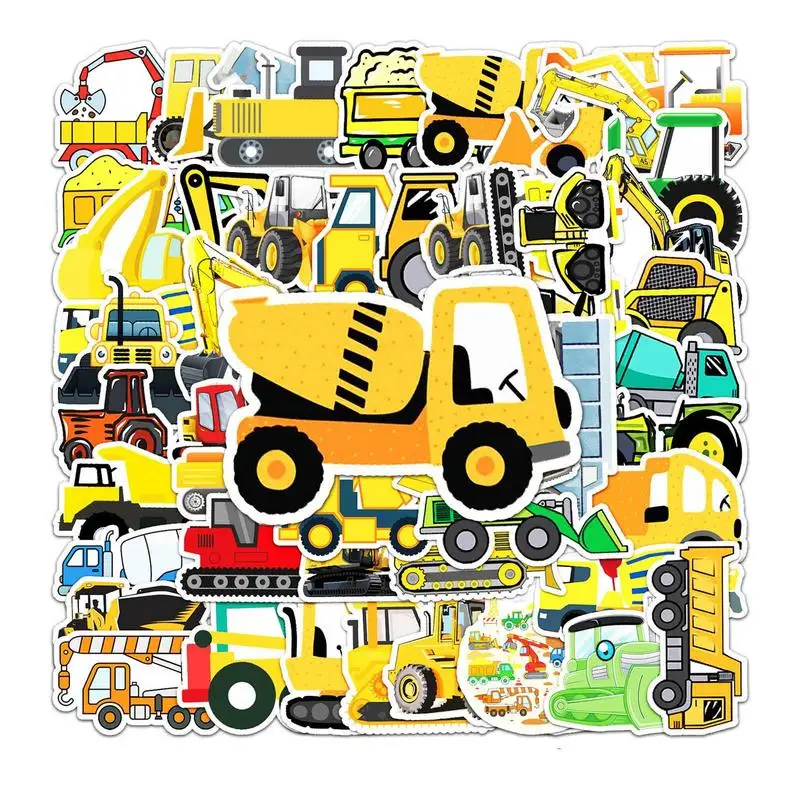 Trucks Vehicles Stickers Vehicles Engineering Truck Stickers 50 PCS Cute Boxed Car Theme Adhesive Paper DIY Stickers Decoration boxed postcards a variety of blessing cards greeting cards creative small fresh art cardstock paper letter paper 30 sheets