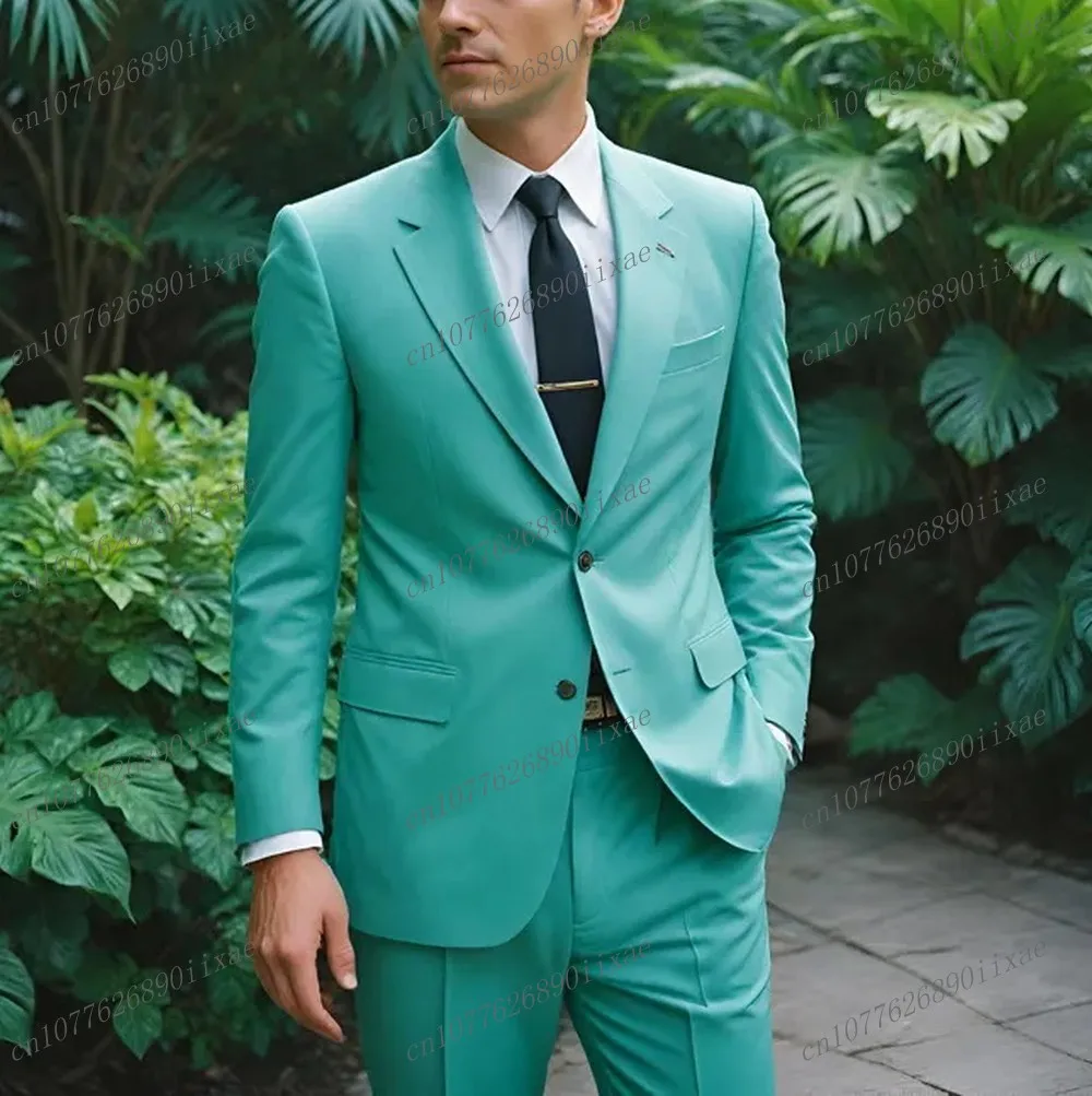 New Light Yellow Formal Occasion Men Suit Groom Groomsman Wedding Party Prom Business Male Tuxedos 2 Piece Set Blazer Pants