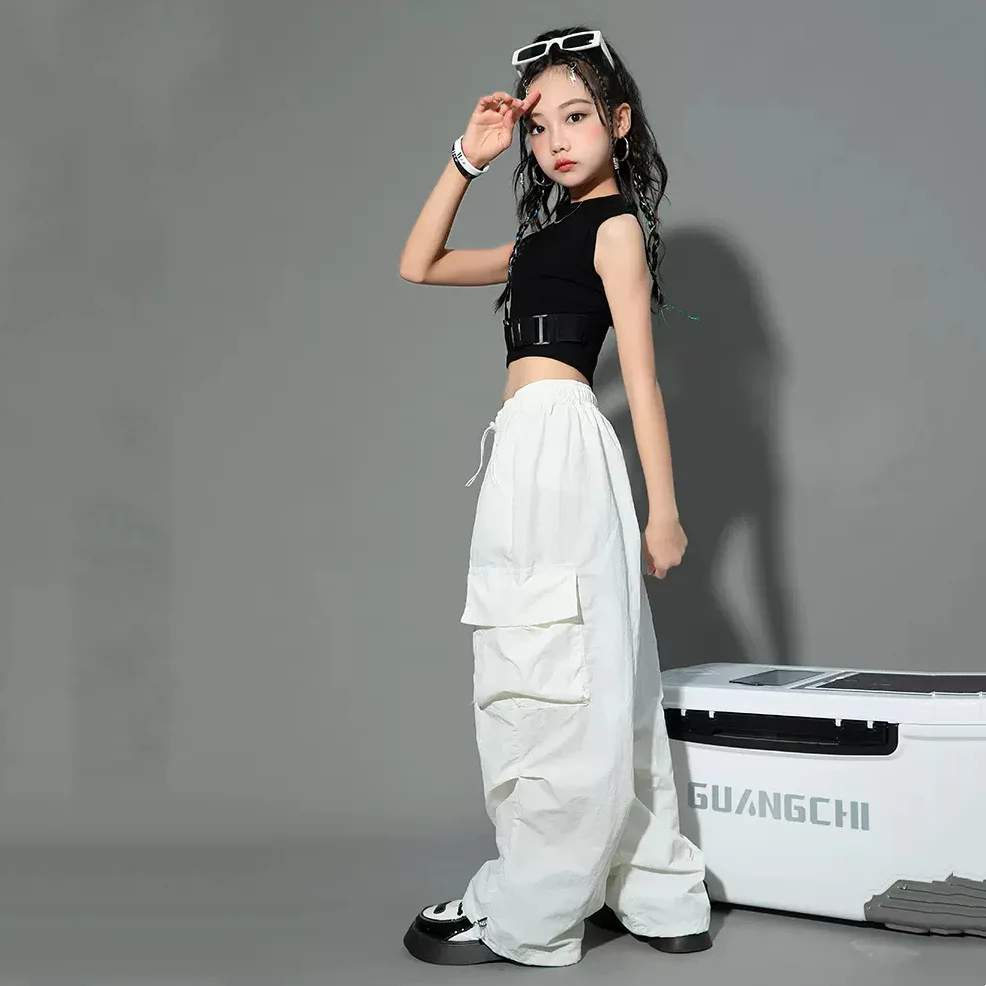 Girls Pants Kids Pants Girls Trousers 5-14Y Kids Hip Hop Joggers Pants Girls Cargo Pants Teenage Straight Trousers High Waist Vintage Casual Streetwear Baggy
