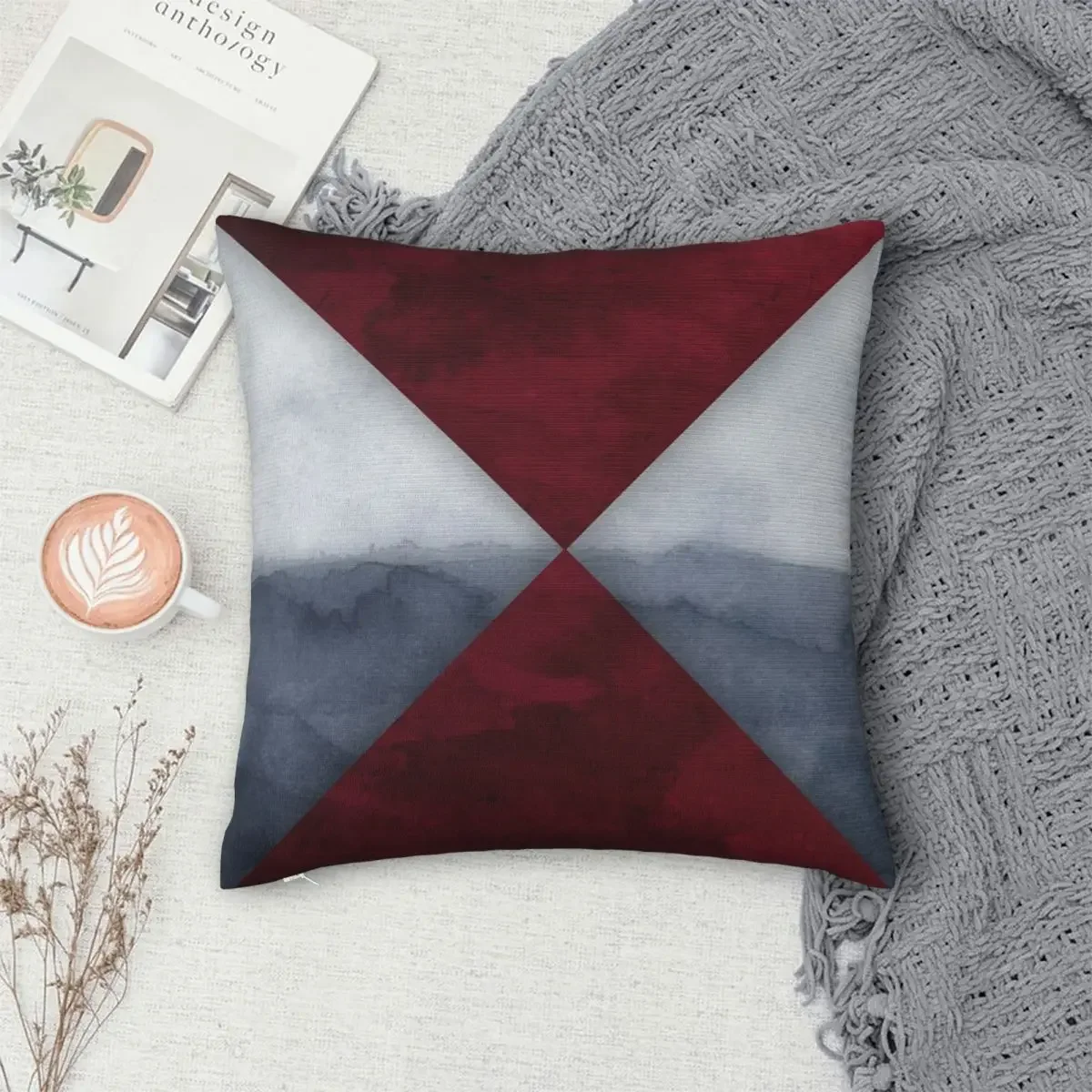 

Maroon And Grey Pillowcase Polyester Pillows Cover Cushion Comfort Throw Pillow Sofa Decorative Cushions Used for Home Bedroom