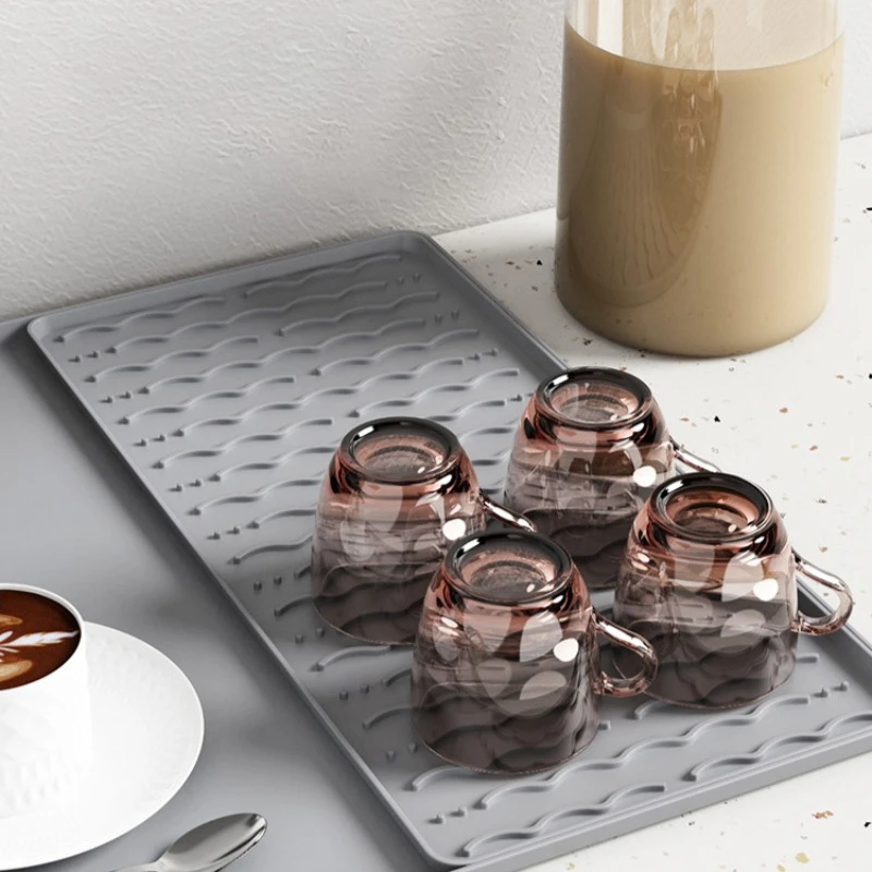 Silicone Coffee Machine Mat with Detachable Dish Drying Mat