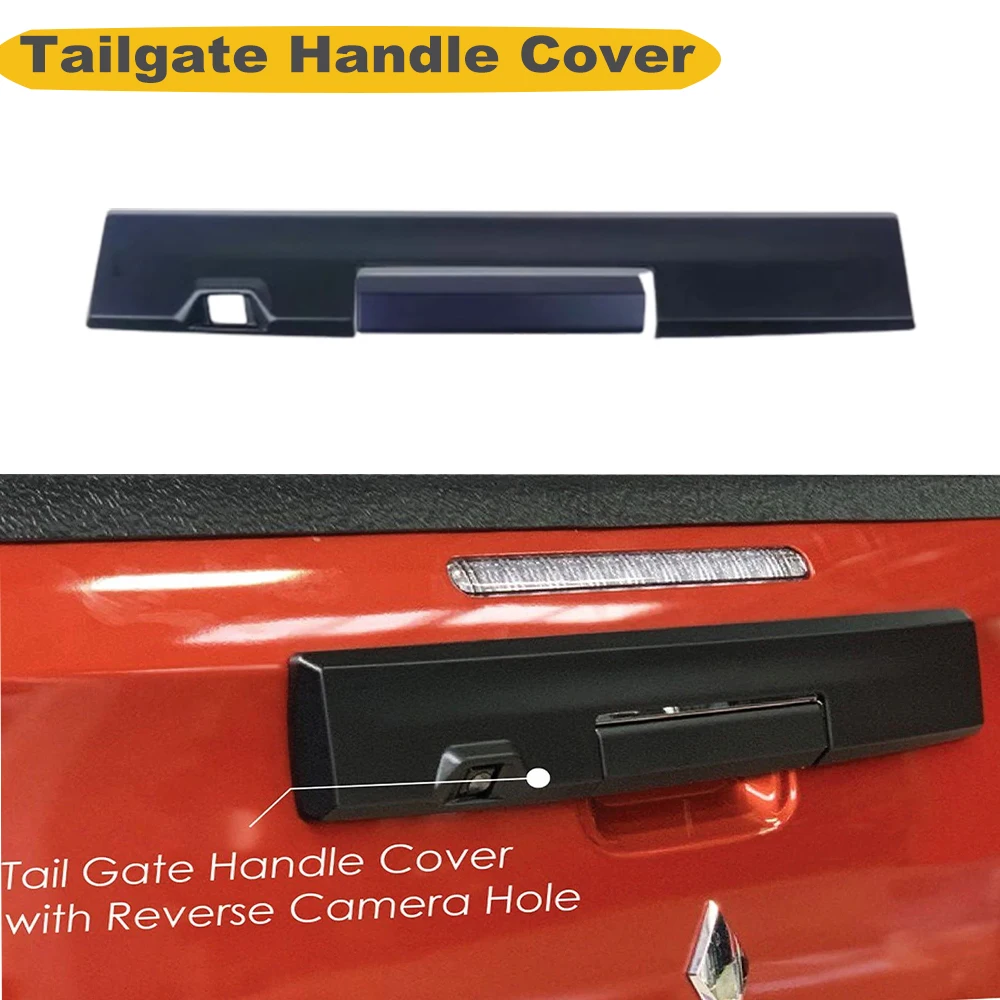 미쓰비시 L200 트라이톤 MR GLS 2019-2023 카메라 구멍 ABS 무광 블랙 자동차 외부 액세서리용 리어 테일게이트 도어 핸들 커버